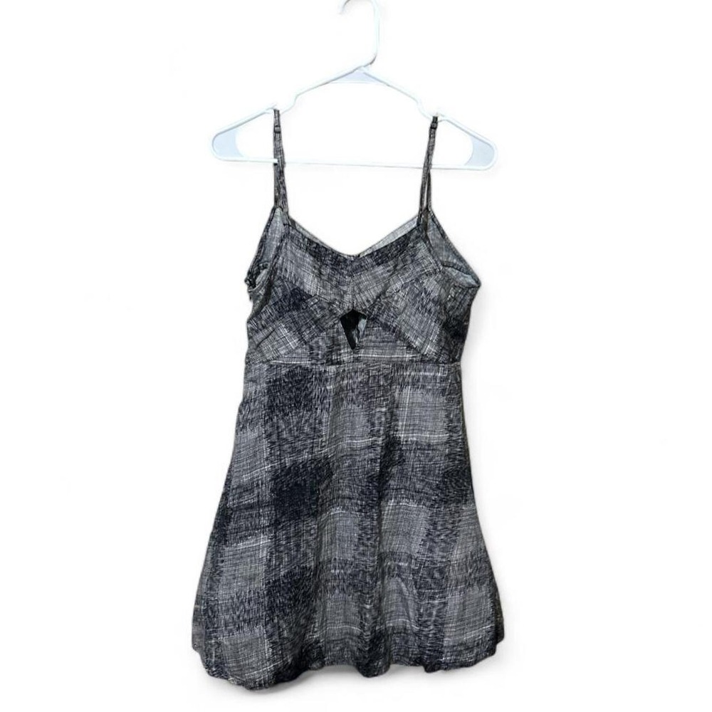 Hurley plaid mini sundress - black and white monochrome crosshatch pattern - XL